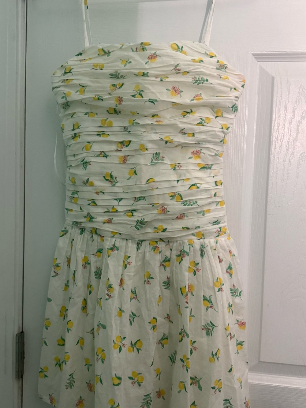 T.J.Maxx White Lemon-Print Strapless Sundress